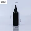 Bouteilles 50pcs 30 ml 100 ml en plastique vide bouteille douce bouteille noire avec torsion à pointes Bouchons ronds noirs Récipients cosmétiques lucifugaux