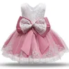 Girl's jurken vlinderdas baby meisje jurk verjaardag pasgeboren prinses outfit kanten doop jurk baby kleding doop d240425