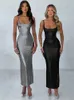 Robes sexy urbaines Dulzura fausse robe midi en cuir pour femmes bracelet longue robe bodycon sexy fêtard tenues de soirée