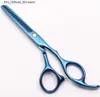 Nożyczki do włosów 6 "440C Dostosowane logo Niebieskie profesjonalne nożyczki do włosów ludzkie włosy fryzjerskie nożyczki fryzjerskie cięcie i przerzedzenie Stylowe narzędzia C1005 Q240425