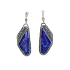 Boucles d'oreilles en peluche vintage Bohemian Water Drop Blue Color Stone pour les femmes accessoires de mode bijoux tibétain