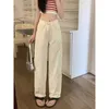 Women's Jeans Deeptown Baggy Korean Fashion Beige Straight Pants Women Y2k Streetwear Wide Leg Trousers Denim Female Japanese Harajuku