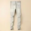 Mens Jeans Designer 2024 Spring/Summer Mens Mid Waist Slightly Elastic Thin Small Straight Leg Pants High Quality Light Blue Light Gray Jeans for Men RLNX