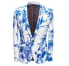 Fashion Trend Plaid Print Men Blazer Jacket Design Printemps Eley Casual Male Male Oey Moon Printing Slim Perform Suit Jacket Mabet