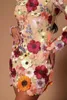 Casual Dresses Embroidered Dress Womens 3D Flower Elastic Bodycon Woman Long Sleeve Mesh Breathable
