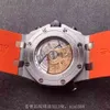 Piquet Audemar Audemar Mężczyźni czyste dla luksusowych zegarków Mechaniczne zegarek Seria 26703 Stand Orange Disc Automatyczne czas 42 mm gumowy pasek męski