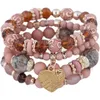 Pärled Heart Bead Armband för kvinnor Fashion Accessories Antik Tassel Multilayer Mixed Color Pärledarmband Set Böhmen 240423