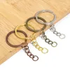 20st Gold Color Key Chain Ring Bronze Rhodium 28mm Long Round Split Keyrings Keychain for DIY Jewelry Making Partihandel 240425