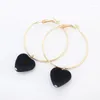 Hoop Earrings Wholesale- 2024 Design Girls Heart With Gold Color Cotton Ball Brincos For Women