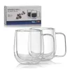 Gobelets 2pcs / réglage en verre transparent tasse à double mur à double mur de café à chaleur avec poignée set tas tas tasses à thé coffre pour amis h240425