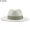 Chapeaux à bord large chapeau seau de panama Summer Str Hat Mens Wide Brim Breathable Sunshine Beach Str Hat Uv Protection Fedora C J240425