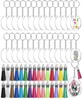 120pcset Akryl Clear Circle Blanks Keychain Tassels Set Acrylic Circle Keyring Tassels Jump Rings for Smyckes DIY Keychains 2101799977