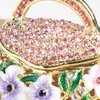 Jewelry Pouches Vintage Box Gift Mini Shiny Rhinestone Treasure Chest Exquisite Colorful Flower Basket Bag Table Ornaments