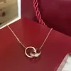 Designer Trend Carter Double Ring Necklace 925 Sterling Silver Plated 18k Guld Buckle Necklace Pendant CLAVICLE CHAIN ​​QD6Z