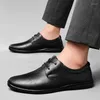 Casual Shoes Man Loafers Formal Black Leather Soft Sole Lace Up Oxfords For Male Driving Party Office Business Shoe