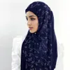 Hijabs Fashion Women Chiffon Scarf Leaf Diamond Crystal Scarf Hijab Shawls Wraps Muslim Hijab Scarf d240425