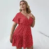 Stampa floreale più dimensioni Summer Casual A vestire a livelli da donna a manica corta Boho grande a-line 240417