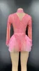 Stage desgaste de stromstones Bodysuit Mulheres elásticas malha rosa babados de cristal collant boyclub dançarina traje de fase de desgaste de desgaste