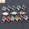 CSJA 10pcs Double Holes Lampwork Glass Crystal Bead Marquise Cutting Shape Murano Beads Connector for DIY Craft Earrings Jewelry M4837994