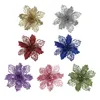 Fleurs décoratives 12pcs 16 cm paillettes artificielles joyeux Noël ornements décorations d'arbres pour l'année à domicile décor de fête de mariage