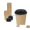 Straws Custom Printed Disposable Cups Pe Coated Kraft Double Wall Paper Cup for Drinking Party Supplies Drop Delivery Home Garden Ki Ot3nx