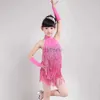 Stage Wear Girls Dance Dress Solid Mouwess Latin Dance Dress Cha Dress Kids Tango Rok Carnaval Wear Child Teen Stage Costume 3-15y D240425