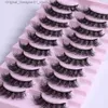 False Eyelashes 10 pairs of fluffy Russian striped eyelashes 3D fake eyelash makeup fluffy thick eyelashes Q240425