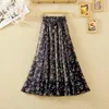 Röcke lässig Bohemian Plissee Midi Frauen 2024 Koreanische Mode hohe Taille Stechy Boho Chiffon Summer Rock Frauen Swing Faldas