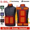 Jackets 21 Areas Heated Vest men women USB Electric Heating Jacket winter Body Warmer 6XL Oversized Hunting Hiking Cotton Coat
