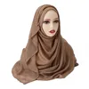 UDJ2 Hijabs Cotton Rayon Hijabs Écarpe Solide Fiffite Solide Enveloppe de grande taille Châles longs Plain Femmes musulmanes Hijab Turban Islamic Turban Bandons Foulard D240425
