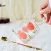 Tumblers Tulip Perfume Cup de alto valor estilo Amber Glass Lindo Girl Heart Milk Breakfast Bask Taza multipropósito transparente para el hogar H240425