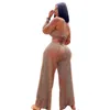여자 2 피스 바지 디자이너 DD0040 새로운 캐주얼 섹시한 쿨 포장 가슴 레이스 세트 느슨한 넓은 다리 udxu