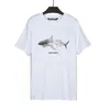 designerka T Shirt Mens Shark Fashion Casual Clothing Oddychający koszulka wysokiej jakości koszulka streetwear popowy graffiti z farbą sprayową z krótkim rękawem