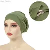 Hijabs satin gesäumte Hijab Cap Motorhaare Hair Cap Double Layer Sleep Night Cap Head Cover Muslim Fashion Jersey Hijab Cap Islamic Head Wear D240425