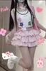 Jupes en jupe rose douce taille haute japonais y2k kawaii vêtements pli punk mignon lolita sexy 2024 mini girl cutecore 90s
