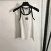 Elegante linha camisole colete feminino impressão simples slim tops designer tampas de pescoço redondo clássicas