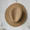 幅広の帽子のバケツ帽子父の麦わら帽子パナマ帽子の麦わら帽子農場夏の屋外日焼け止め幅の縁太陽帽子ファッション旅行サマーカウボーイキャップY240425