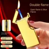 Double Flame Flames Metal Gradient Color Butane Refil Refil Torch Cigarette Clear Earquímetro à prova de vento