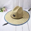 Fashion Lifeguard Hat Pagning Weave Lady Summer Beach Cappello da sole Stampa per esterni larga cappello Panama Dimensioni 57-60 cm 240419