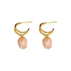 Dangle Chandelier Trendy Pink Tulip Flower Pendientes para mujeres Pearas dulces Tasas largas Pendientes Dangle Joyería de boda Regalo de cumpleaños