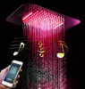 Bluetooth Music LED Dusch Spray Waterfall Rainfall 3 Funktion Dusch Badrum Massage Duschhuvud 580380mm 304 SUS Duschar Big WA7528432