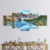 5パネルレイクマウンテンキャンバス絵画国立公園の風景HD写真ウォールアートポスターとリビングルームの装飾用プリントフレームなし