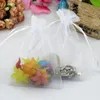 Bolsas de regalo de joyería de organza blanca 100pcs /lote Christamas baratos /boda dibujable orgullza Voile Regalo Bagspouches