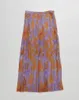 Saias 2024 Autumn Women Purple Orange Jacquard Pleated Chiffon Skiffon