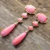 Dingle örhängen kvinnor tappar smycken rosa semiprecious sten örhänge designer lyx grossist