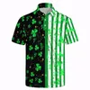 Polos pour hommes Lucky Leaf Match Polo pour hommes 3D Print Corques courtes St. Patrick's Day T-shirt Femmes Bouton Summer T-shirts