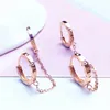 Boucles d'oreilles en peluche en 585 Purple Gold plaqué 14K Rose un deux portables pour femmes Fashion Exquise Classic Wedding Jewelry Gift