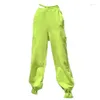 Women's Pants Lazer Laser Color European And American Fluorescent Green Drawstring Sports