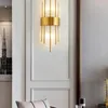 Vägglampa amerikansk europeisk post modern gyllene metall kristallglasrör ljus ledd för villa el foyer vardagsrum sconce