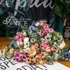 Flores decorativas seda 12 cabezas rústicas rústica rosa rosa té de floración falsa rosa artificial para boda | casa | fiesta